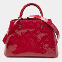 Pre Owned Louis Vuitton Red Monogram Vernis Montaigne BB