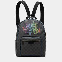 Pre Owned حقيبة ظهر لويس فيتون جوش دامير جرافيت محدودة الإصدار بشعار قوس قزح سوداء