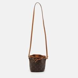 Pre Owned Louis Vuitton Noe Nano Brown Monogram Canvas and Leather Bucket Bag