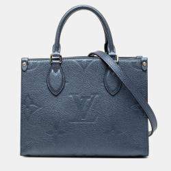 Pre Owned Louis Vuitton Blue Metallic Monogram Giant Empreinte Onthego PM