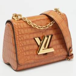 Pre Owned Louis Vuitton Twist PM Brown Crocodile Bag