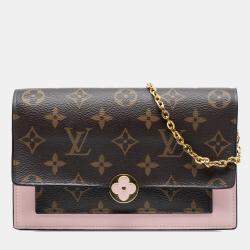 Pre Owned \محفظة على سلسلة لويس فيتون فلور بنية وردية بخطوط مونوغرام