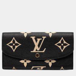 Pre Owned Louis Vuitton Black Brown Bicolor Monogram Empreinte Giant Emilie Wallet