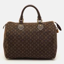 Pre Owned Louis Vuitton Fusain Monogram Mini Lin Canvas Speedy 30 Bag