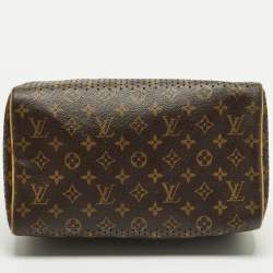 Pre Owned Louis Vuitton Speedy 30 Limited Edition Green Monogram Perforated Canvas Satchel