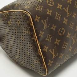 Pre Owned Louis Vuitton Speedy 30 Limited Edition Green Monogram Perforated Canvas Satchel