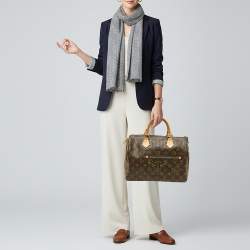 Pre Owned Louis Vuitton Speedy 30 Limited Edition Green Monogram Perforated Canvas Satchel