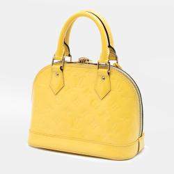 Pre Owned Louis Vuitton Yellow Monogram Vernis Alma BB