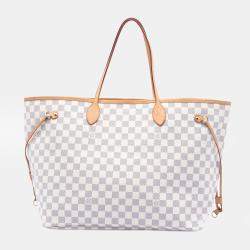 مملوكة مسبقًا حقيبة لوي فيتون نيفرفول دامييه أزور أبيض كبير جدًا GM