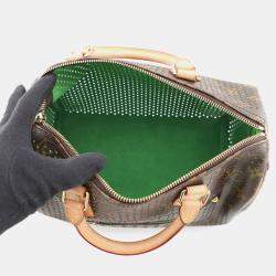 Pre Owned Louis Vuitton Speedy Green Monogram Perfo Size 30