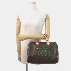 Pre Owned Louis Vuitton Speedy Green Monogram Perfo Size 30