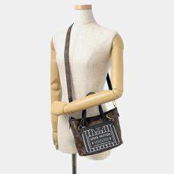 Pre Owned حقيبة لويس فويتون نيفرفول داخلي خارجي جلد حبيبي مونوغرام أسود/بني حجم بي بي