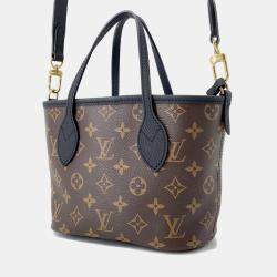 Pre Owned حقيبة لويس فويتون نيفرفول داخلي خارجي جلد حبيبي مونوغرام أسود/بني حجم بي بي