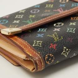 Pre Owned Louis Vuitton Porte-Monnaie Billets Black Multicolor Monogram Canvas Wallet