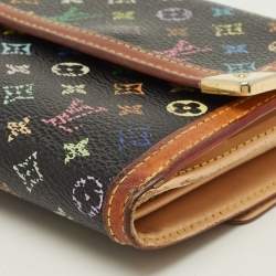 Pre Owned Louis Vuitton Porte-Monnaie Billets Black Multicolor Monogram Canvas Wallet