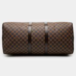 Pre Owned Louis Vuitton Brown Damier Ebene Keepall Bandouliere 55
