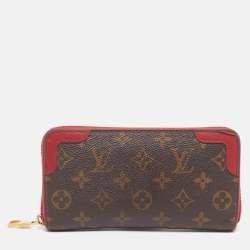 Pre Owned Louis Vuitton Retiro Zippy Cherry Monogram Canvas Wallet