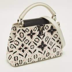 Pre Owned حقيبة لوي فيتون كابوسينز BB زهرة جلد أبيض/أسود