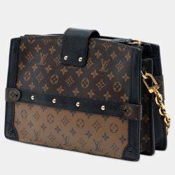 Pre Owned Louis Vuitton Black Brown Monogram Reverse Trunk Clutch