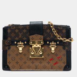 Pre Owned Louis Vuitton Black Brown Monogram Reverse Trunk Clutch