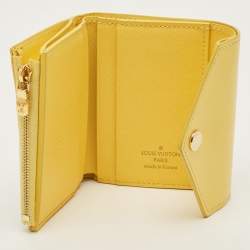 Pre Owned Louis Vuitton Zoe Jaune Pale Damier Azur Canvas Trifold Wallet