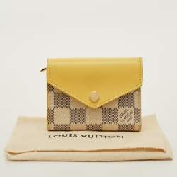 Pre Owned Louis Vuitton Zoe Jaune Pale Damier Azur Canvas Trifold Wallet