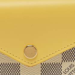 Pre Owned Louis Vuitton Zoe Jaune Pale Damier Azur Canvas Trifold Wallet