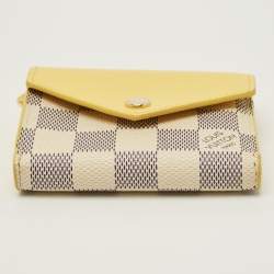 Pre Owned Louis Vuitton Zoe Jaune Pale Damier Azur Canvas Trifold Wallet