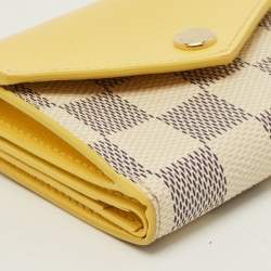 Pre Owned Louis Vuitton Zoe Jaune Pale Damier Azur Canvas Trifold Wallet
