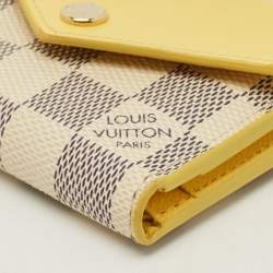 Pre Owned Louis Vuitton Zoe Jaune Pale Damier Azur Canvas Trifold Wallet