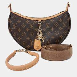 Pre Owned Louis Vuitton Brown Leather and PVC Monogram Looping NM