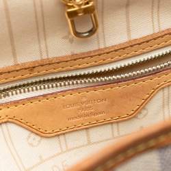 مملوكة مسبقًا Louis Vuitton White Damier Azur Neverfull MM