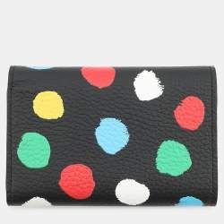 Pre Owned Louis Vuitton Portefeuille Capucine Compact Noir/Multicolor Taurillon Leather/Painted Dot