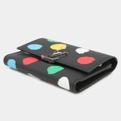 Pre Owned Louis Vuitton Portefeuille Capucine Compact Noir/Multicolor Taurillon Leather/Painted Dot