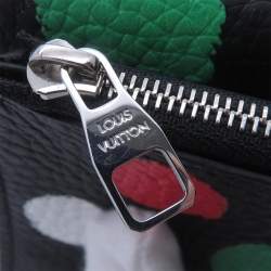 Pre Owned Louis Vuitton Portefeuille Capucine Compact Noir/Multicolor Taurillon Leather/Painted Dot