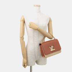 Pre Owned Louis Vuitton Twist Caramel Leather Raffia Size Mm