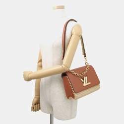 Pre Owned Louis Vuitton Twist Caramel Leather Raffia Size Mm