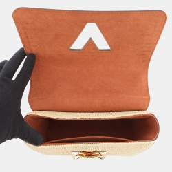 Pre Owned Louis Vuitton Twist Caramel Leather Raffia Size Mm