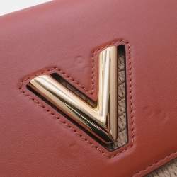 Pre Owned Louis Vuitton Twist Caramel Leather Raffia Size Mm