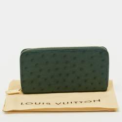 Pre Owned Louis Vuitton Zippy Green Ostrich Wallet