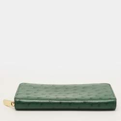 Pre Owned Louis Vuitton Zippy Green Ostrich Wallet
