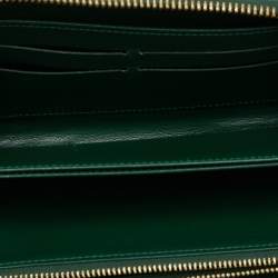 Pre Owned Louis Vuitton Zippy Green Ostrich Wallet