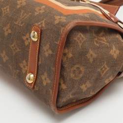 مملوكة مسبقًا Louis Vuitton Tisse Rayures PM Brown Monogram Canvas And Leather Tote Bag