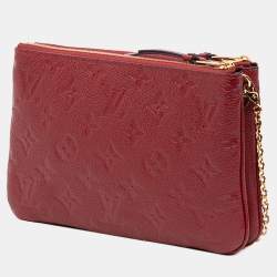 Pre Owned Louis Vuitton Red Monogram Empreinte Double Zip Pochette