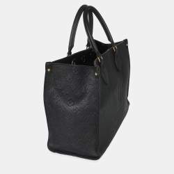 Pre Owned Louis Vuitton Onthego MM Black Giant Monogram Empreinte Leather Tote Bag