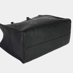 Pre Owned Louis Vuitton Onthego MM Black Giant Monogram Empreinte Leather Tote Bag