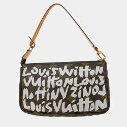 Pre Owned Louis Vuitton Pochette Accessoires Graffiti White Monogram Canvas Shoulder Bag