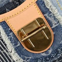 Pre Owned Louis Vuitton Monogram Denim Patchwork Postie 2way Handbag