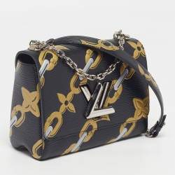 Pre Owned Louis Vuitton Twist MM Black Chain Flower Epi Leather Shoulder Bag