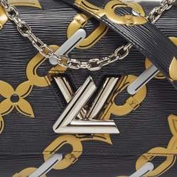 Pre Owned Louis Vuitton Twist MM Black Chain Flower Epi Leather Shoulder Bag